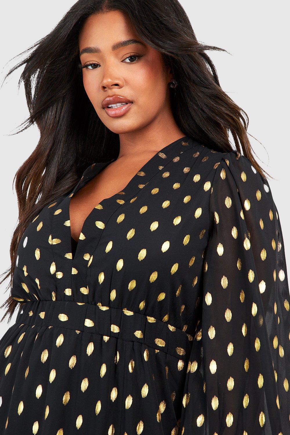 Black dress outlet with gold dots