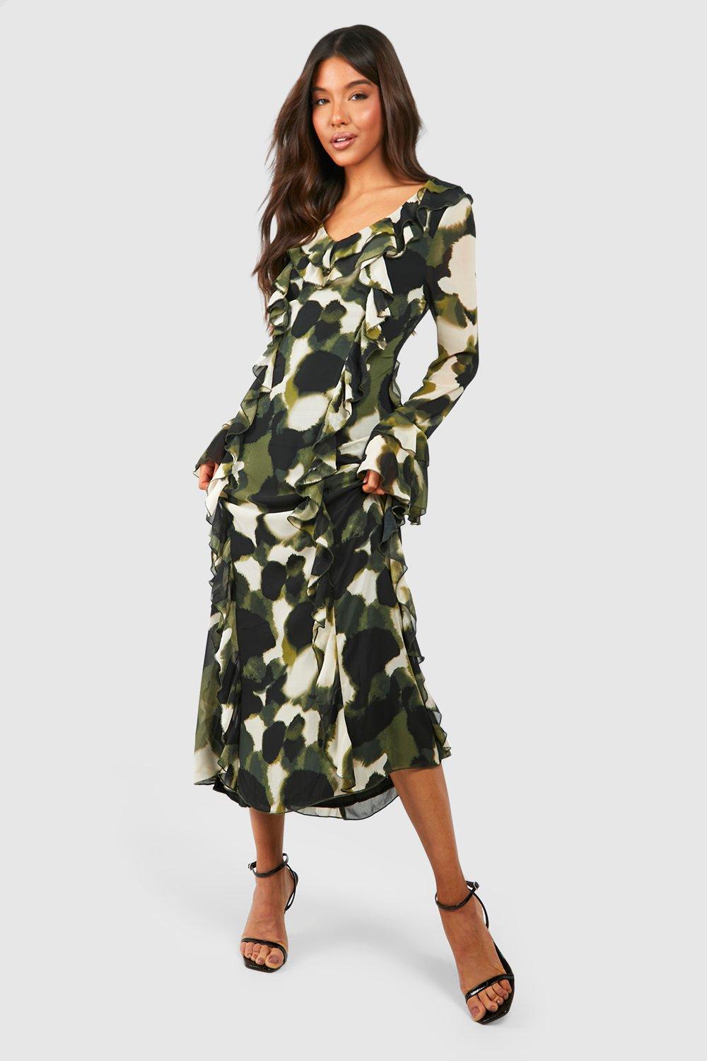 Camouflage midi hot sale dress