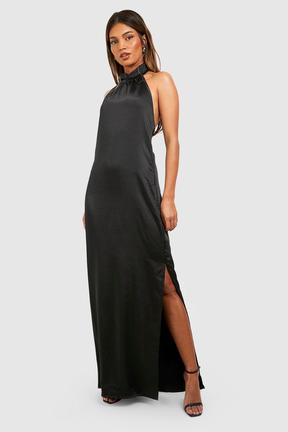 Satin Halter Maxi Slip Dress | boohoo USA