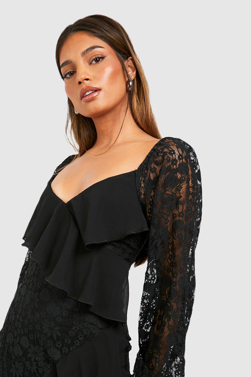 Boohoo lace panelled shop open back midi dress