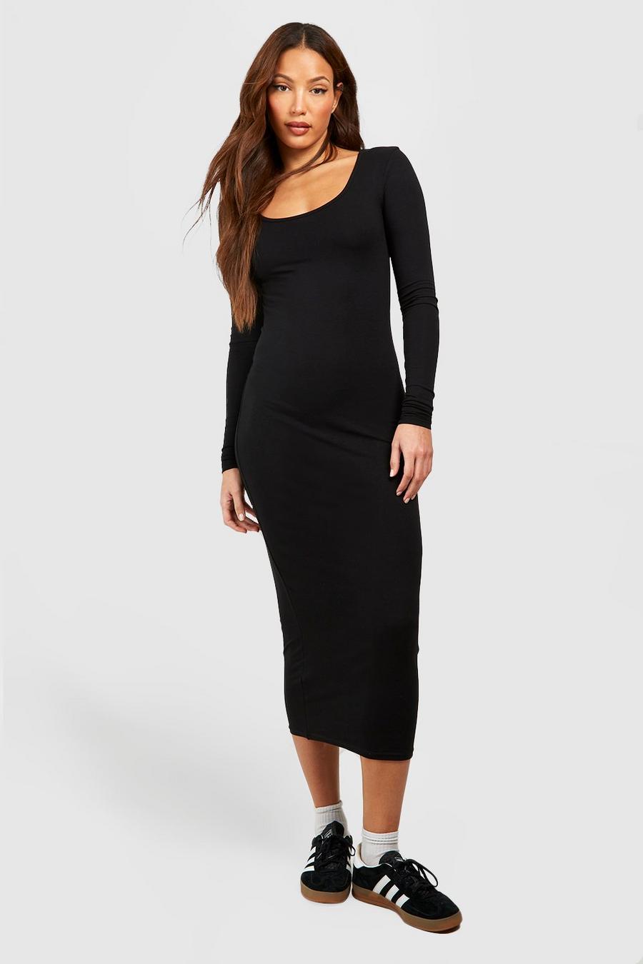 Vestido Tall midaxi Premium súper suave con escote en U, Black image number 1