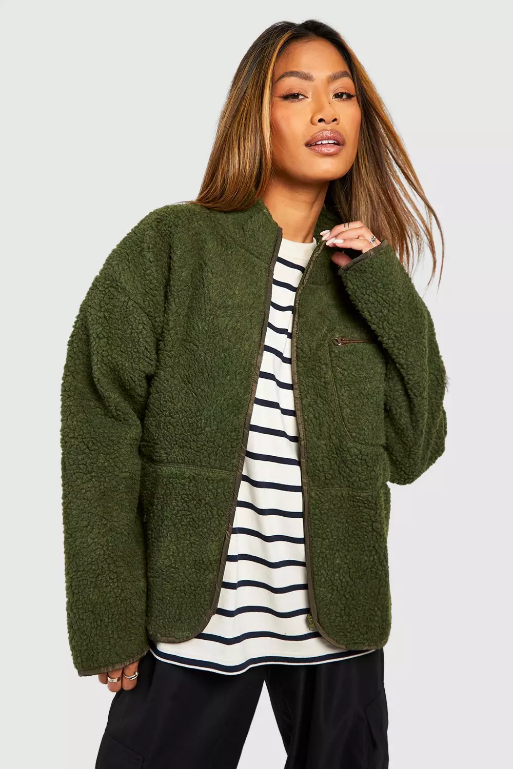 Boohoo zip detail coat hotsell