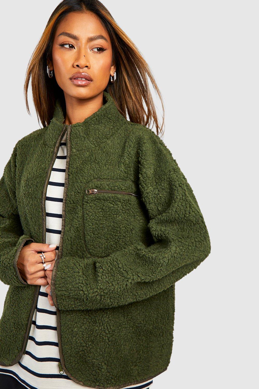 Khaki on sale jacket boohoo