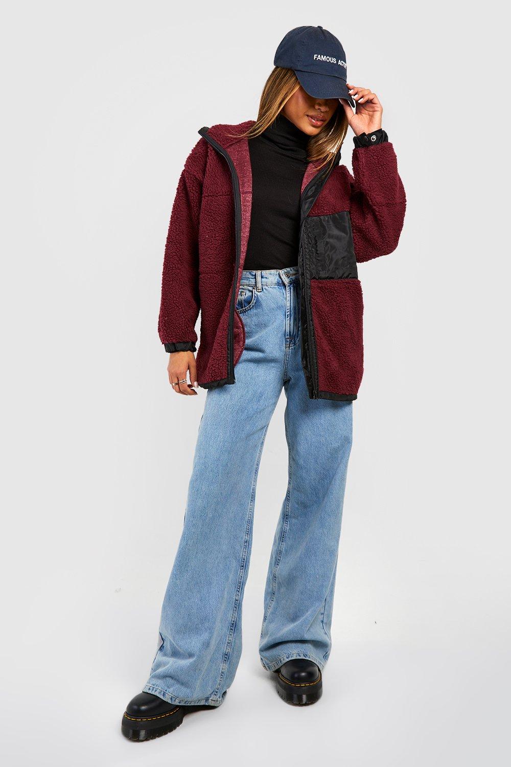 Teddy jacket outlet burgundy