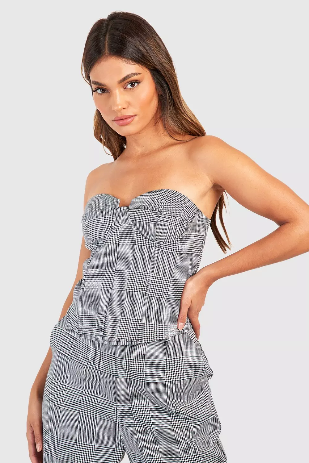 Black Mini Mono Check Corset alternative image