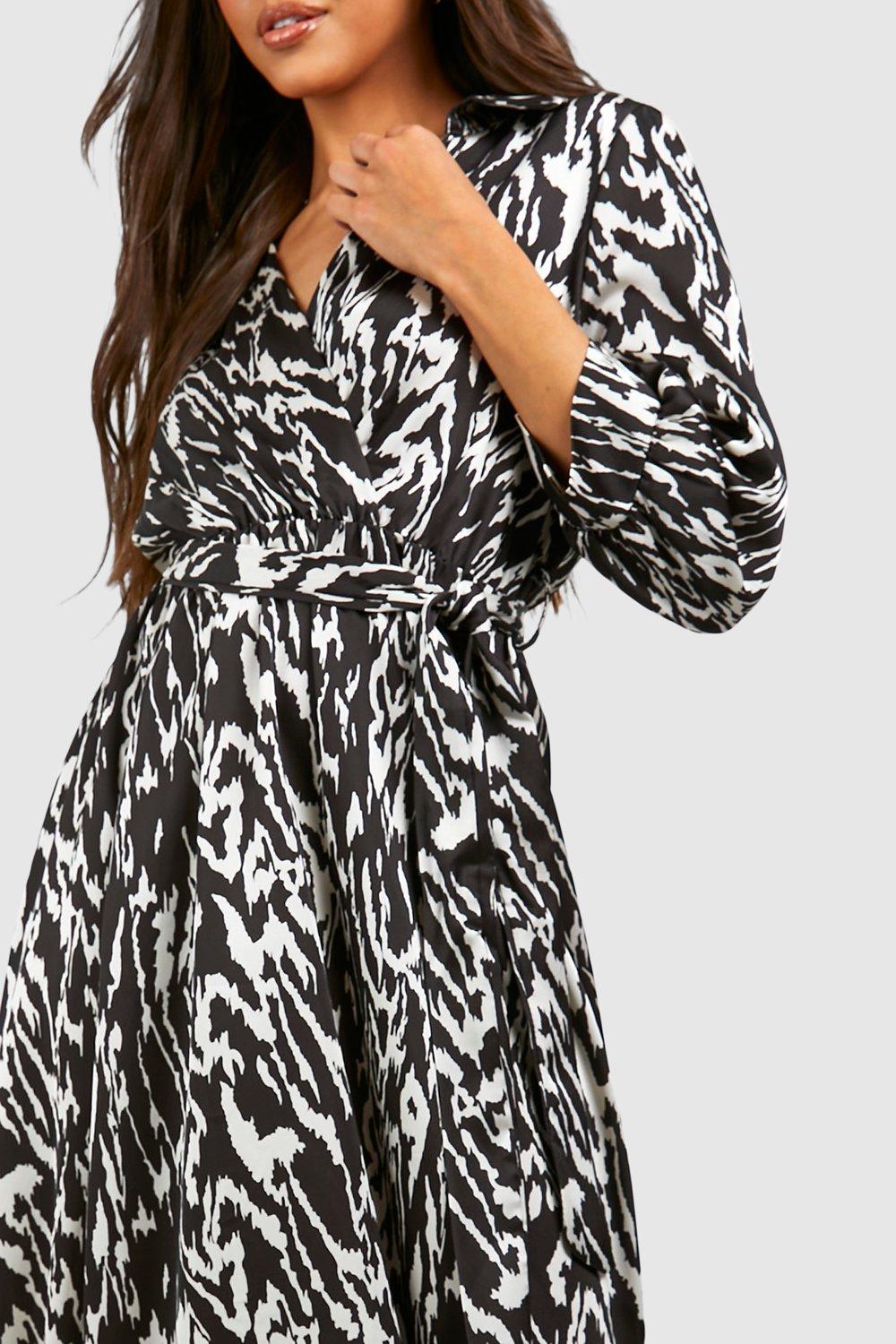 Boohoo animal clearance print wrap dress