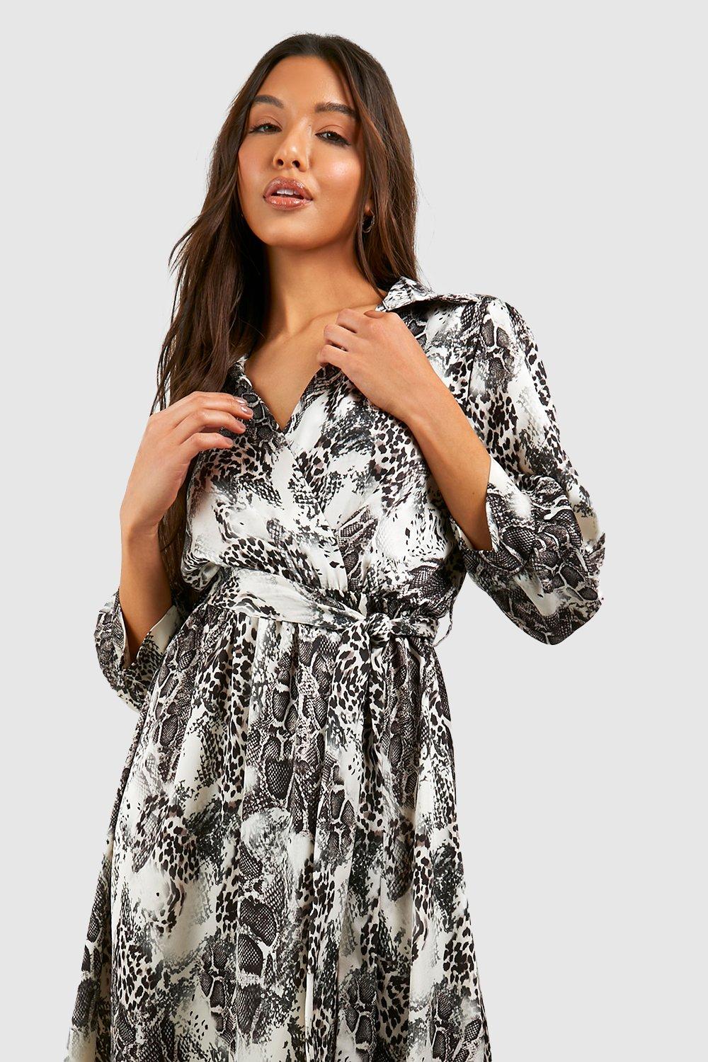 Boohoo animal print sales wrap dress