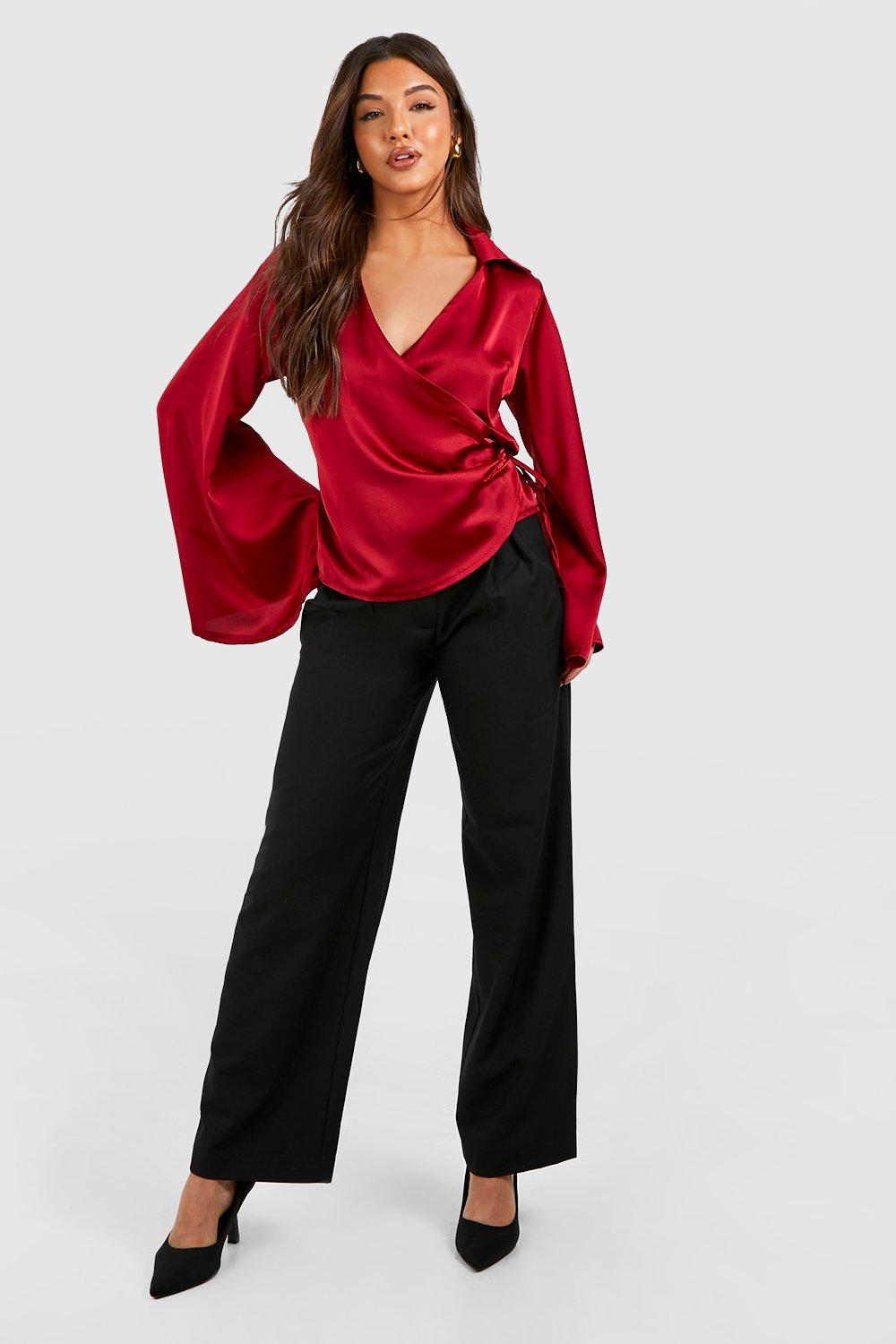 Missguided satin best sale wrap top