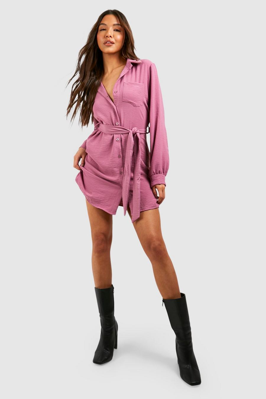 Robe chemise utilitaire à manches longues, Rose image number 1