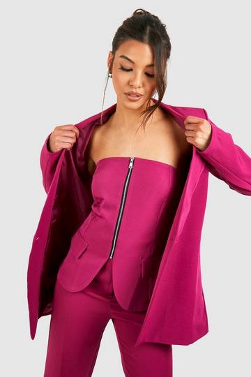 Pocket Detail Split Front Longline Bandeau magenta