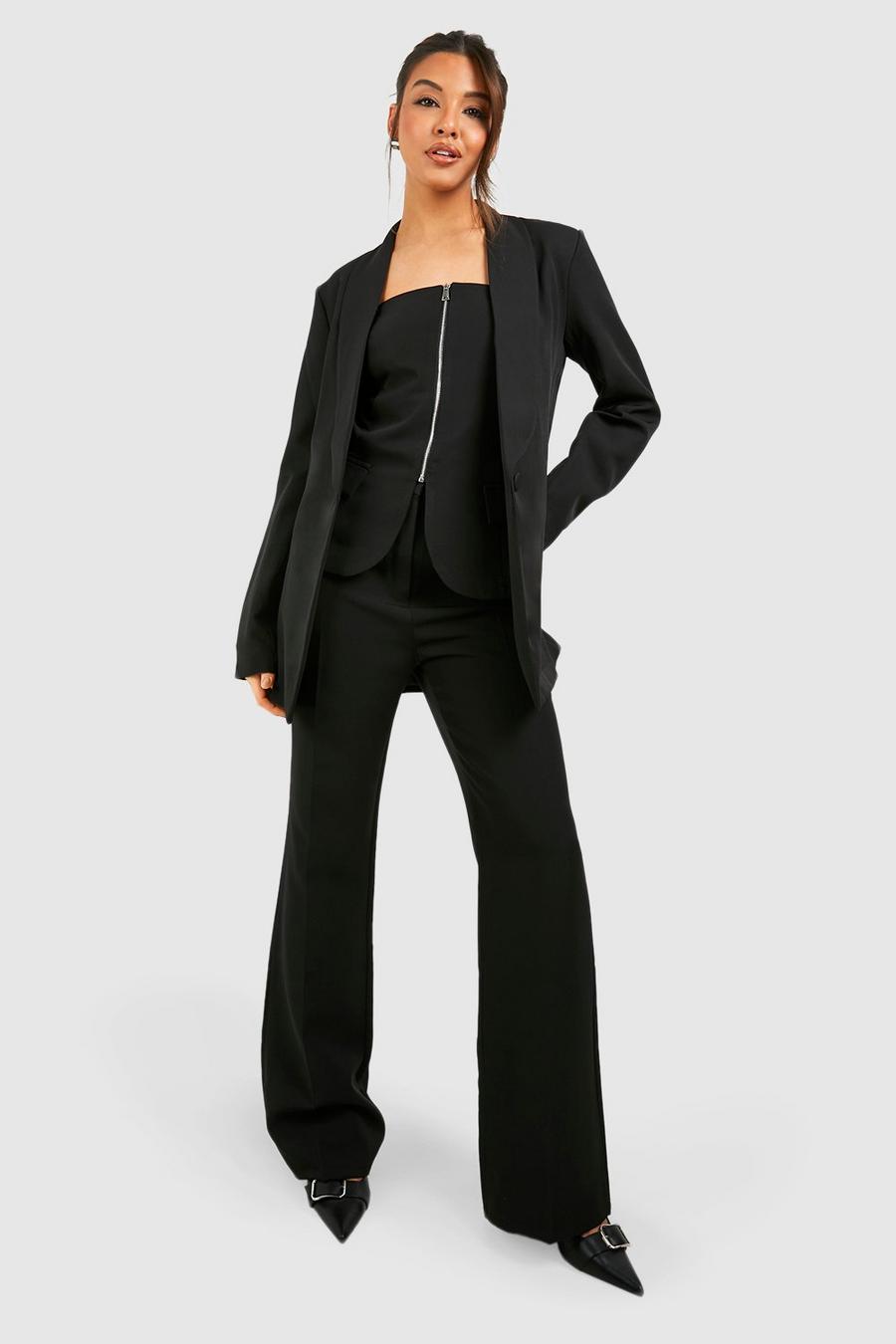 Black Fit & Flare Tailored Trousers image number 1