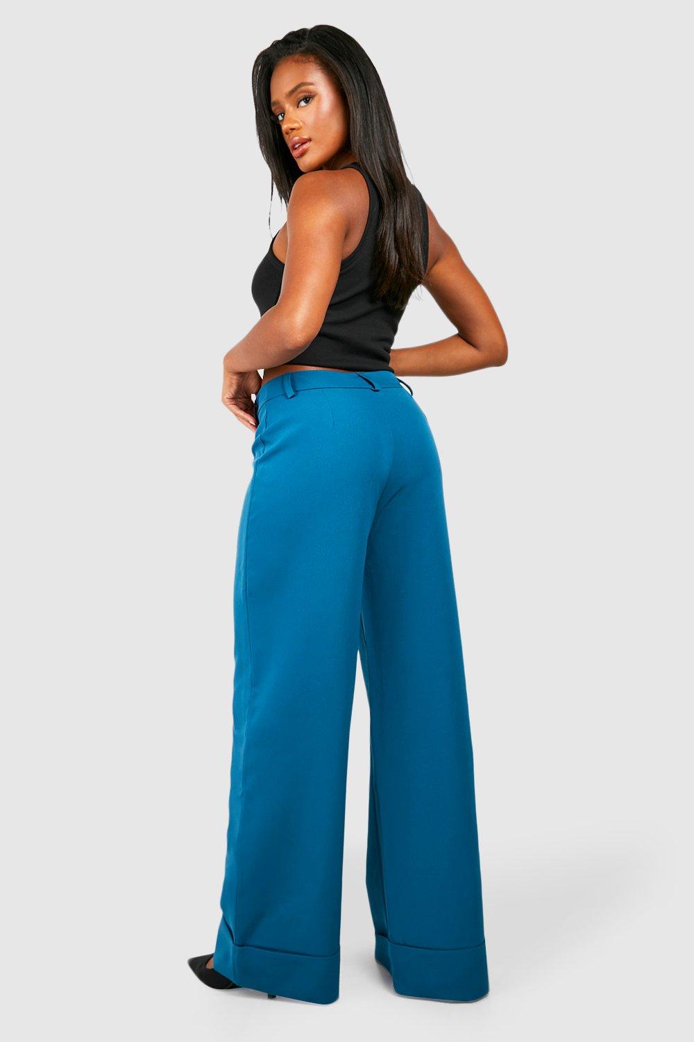 Wide leg cuffed pants sale