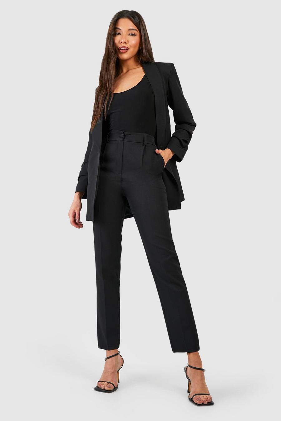 Black Slim Fit Ankle Grazer Tailored Trousers image number 1