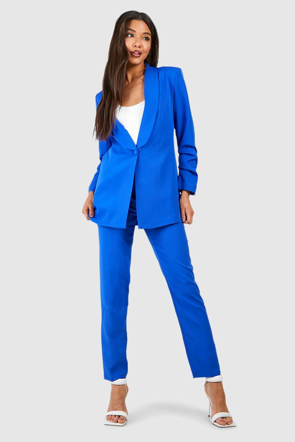 Pantalon best sale tailleur bleu