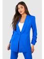 Cobalt Plunge Front Fitted Ruched Sleeve Blazer