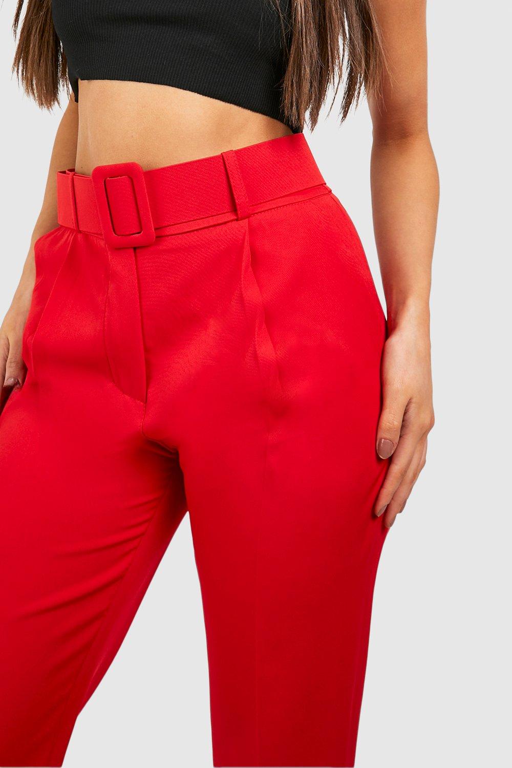 Trousers, Petite Stretch Cigarette Belted Trousers