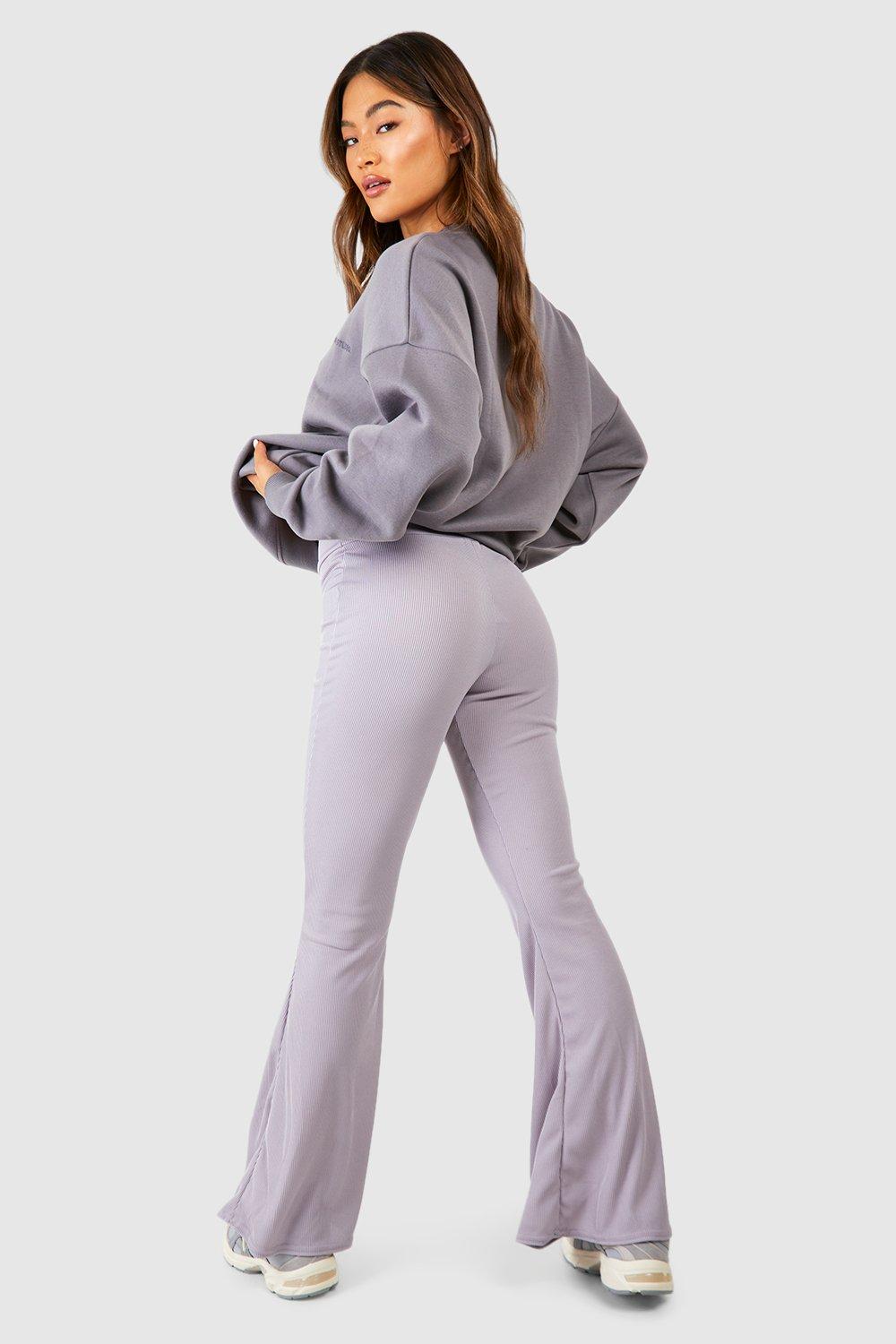 Grey High Waist Flared Leggings