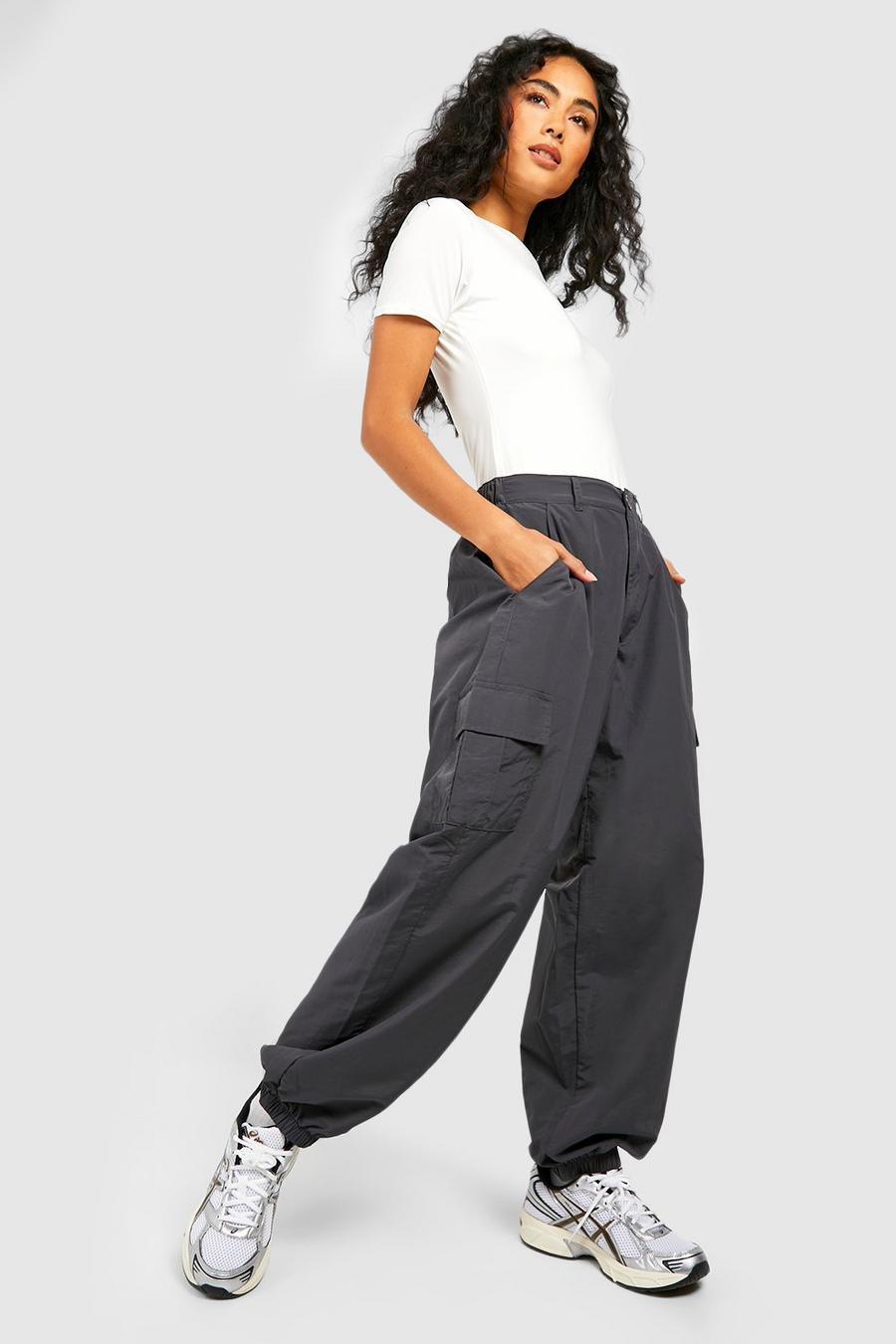Charcoal Oversized Baggy Cargo Parachute Broek image number 1