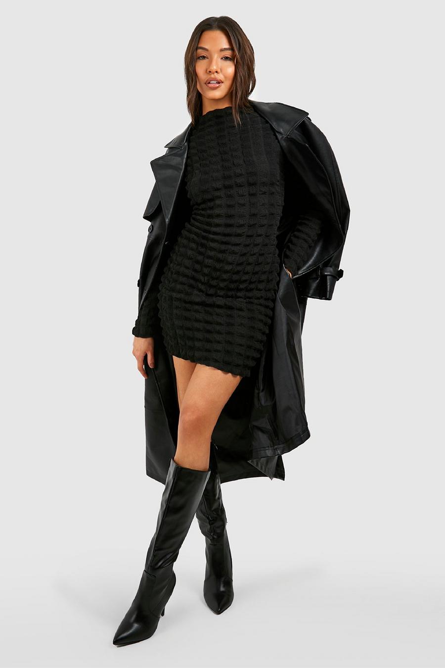 Black Kort klänning med öppen rygg och struktur image number 1
