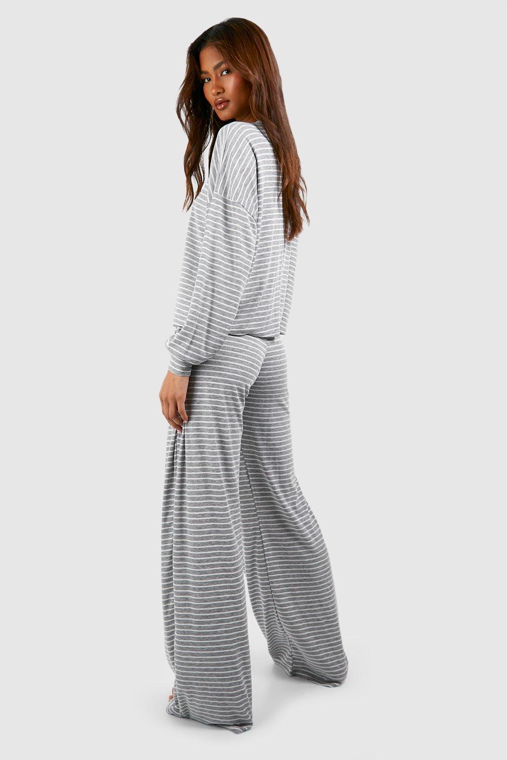 Tall Stripe Jersey Knit Lounge Pants Pj Set