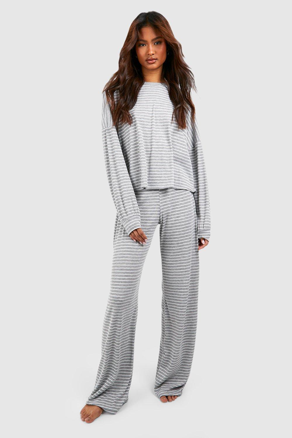 Tall Grey Jersey Piping Trouser Pyjama Set