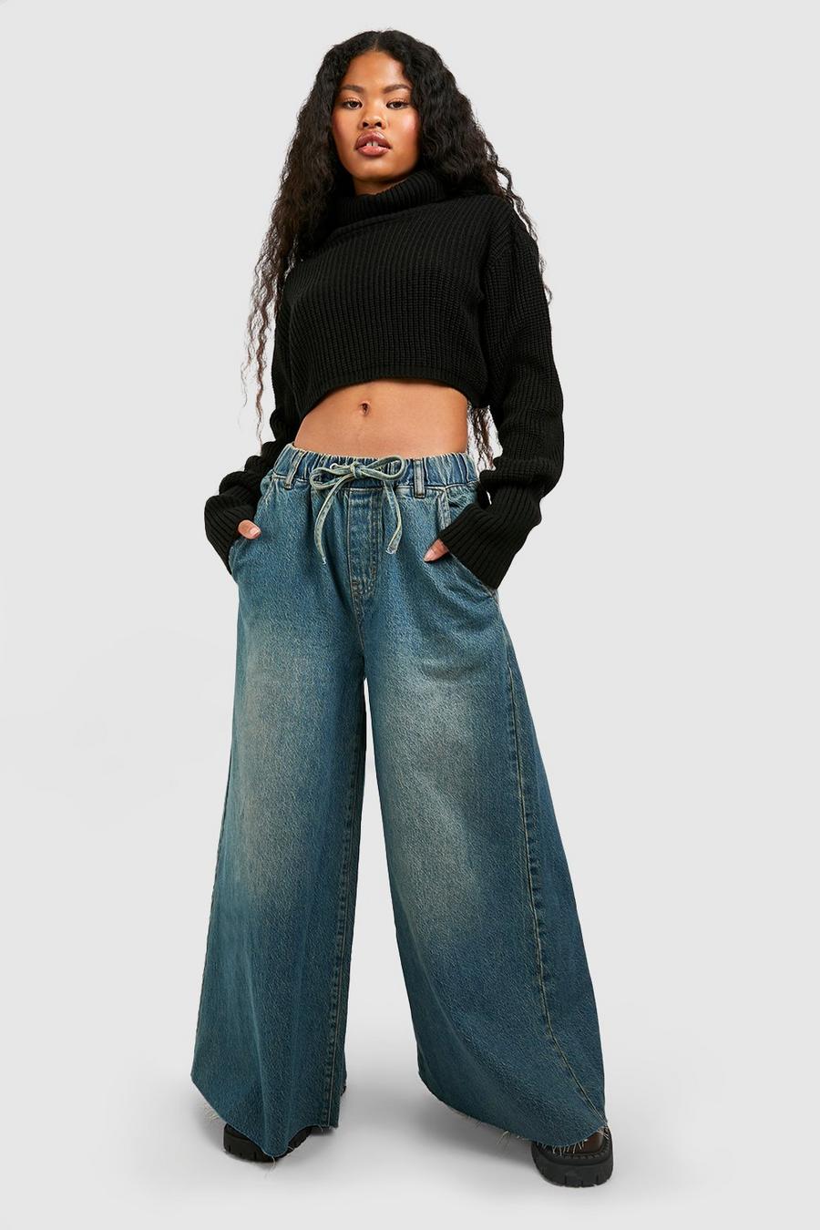 Petite Jeans mit super weitem Bein, Vintage wash image number 1