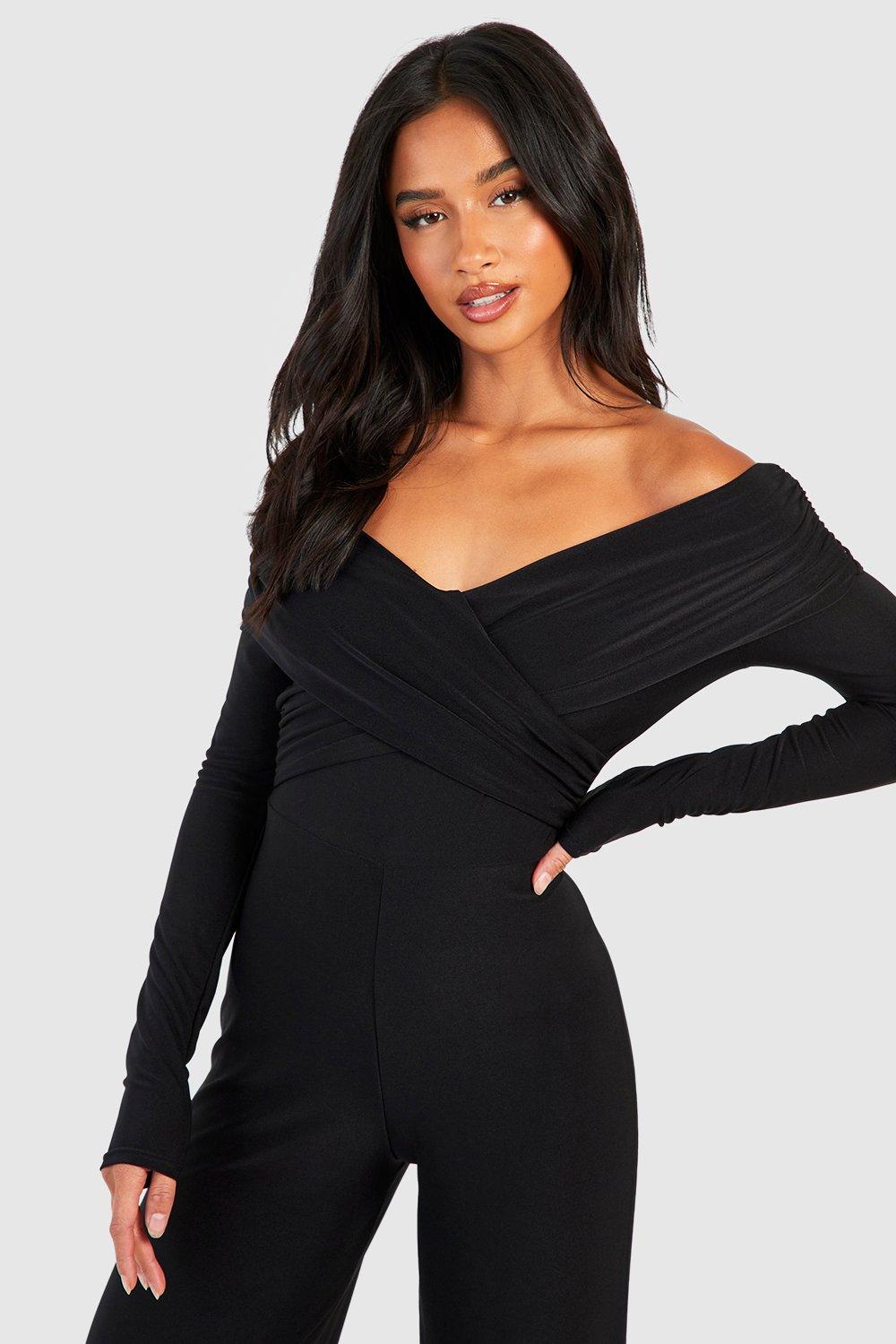 Off the cheap shoulder jumpsuit petite