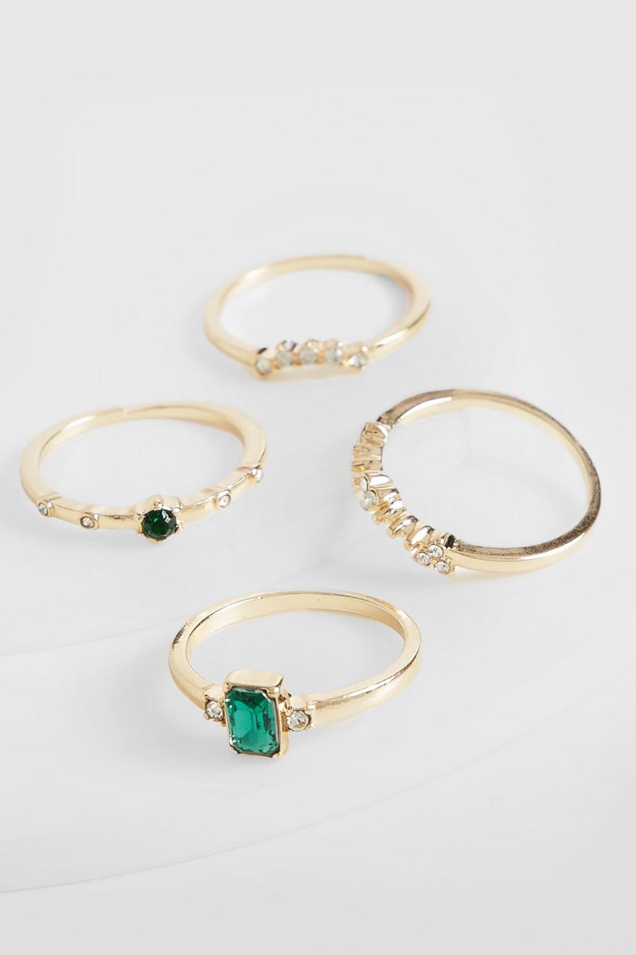 Emerald Cut Embellished Stackable Rings 