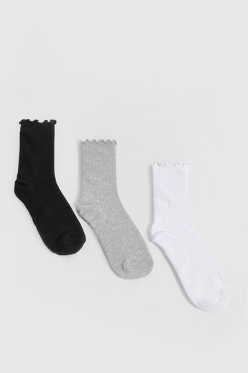 Geribbelde Crew Sokken (3 Paar) multi