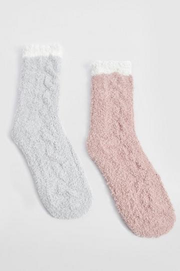 2 Pack Fluffy Bed Socks multi