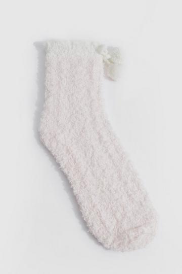 Pink Pink Pom Pom Fluffy Bed Socks