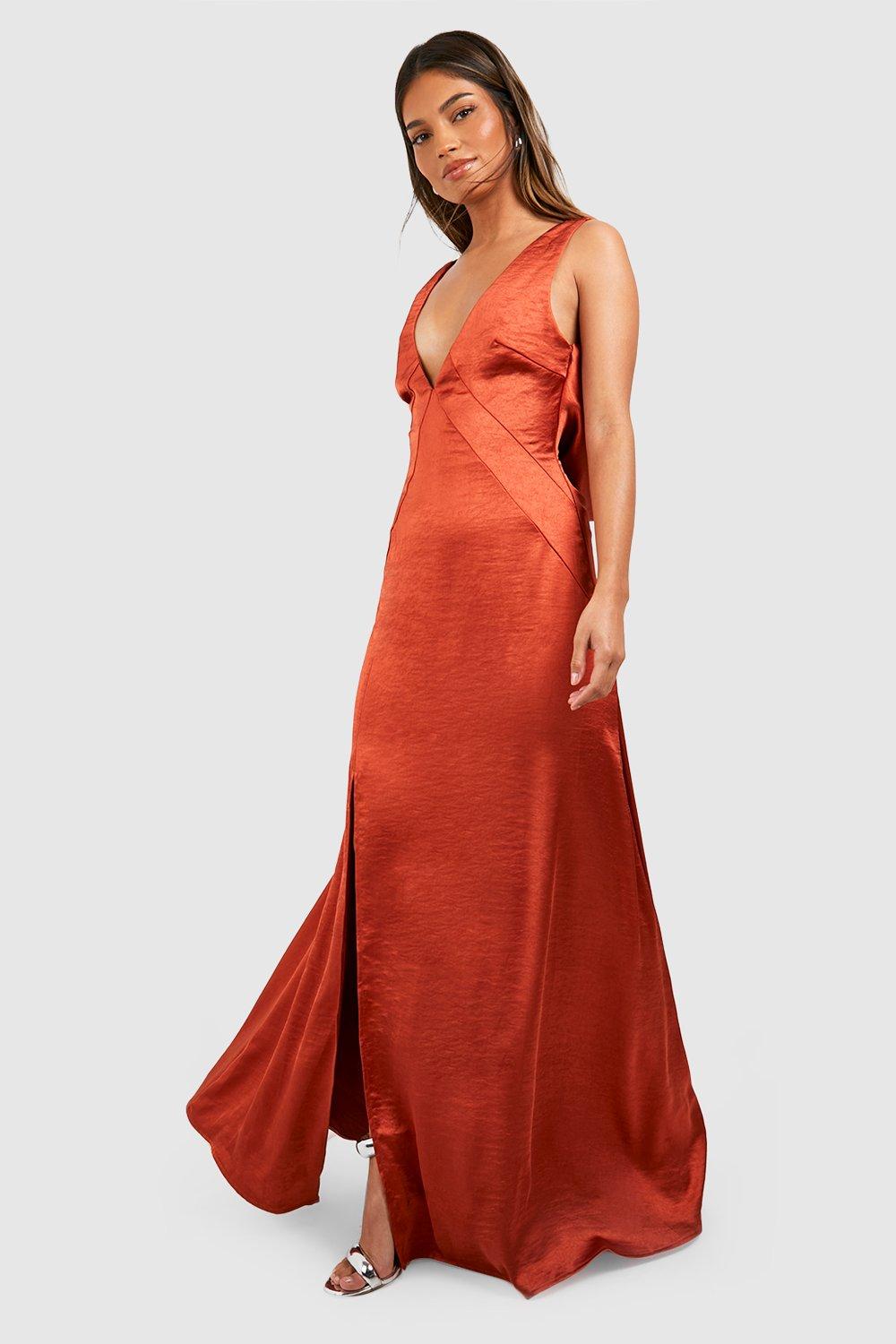 Boohoo burnt hot sale orange dress