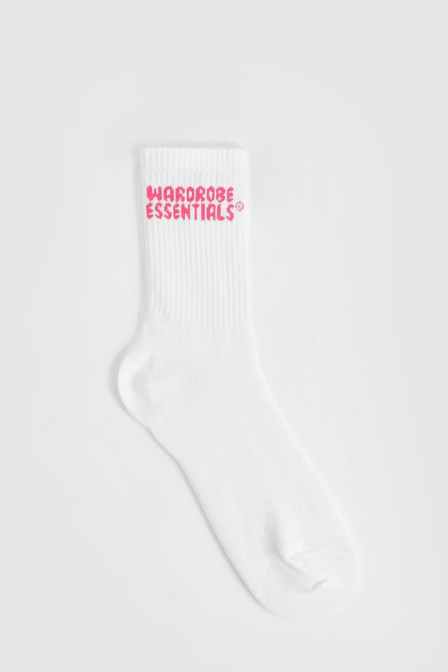 White Single Wardrobe Essentials Sports Socks 