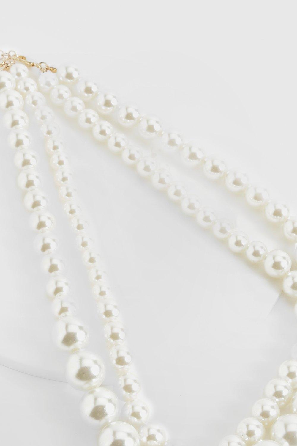 Chunky multi strand sale pearl necklace