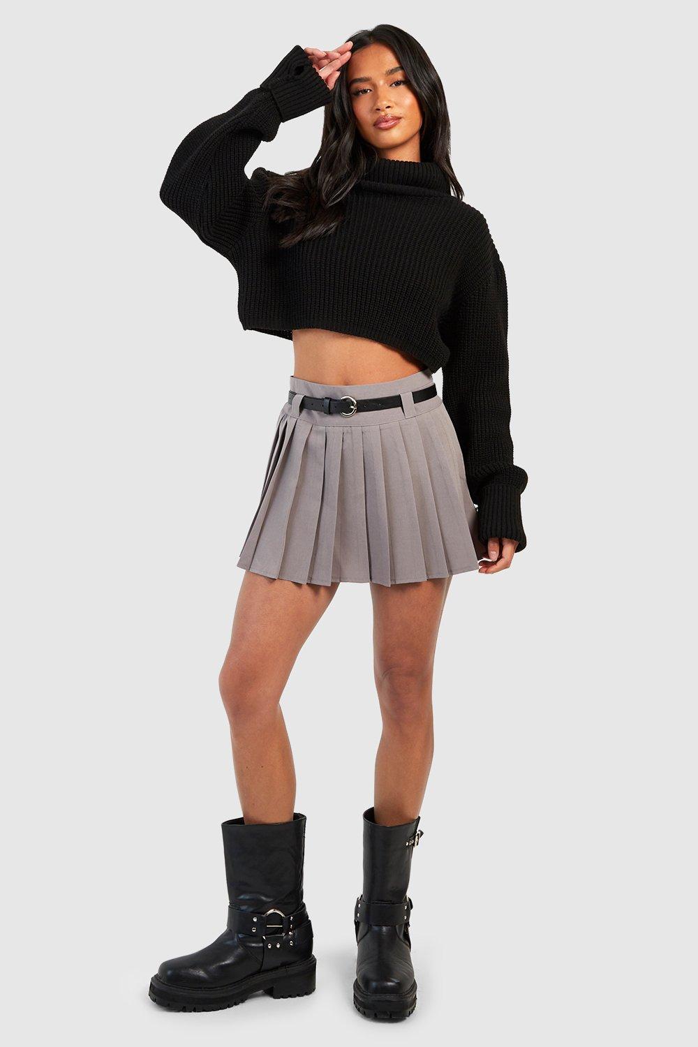 Boohoo grey pleated outlet skirt