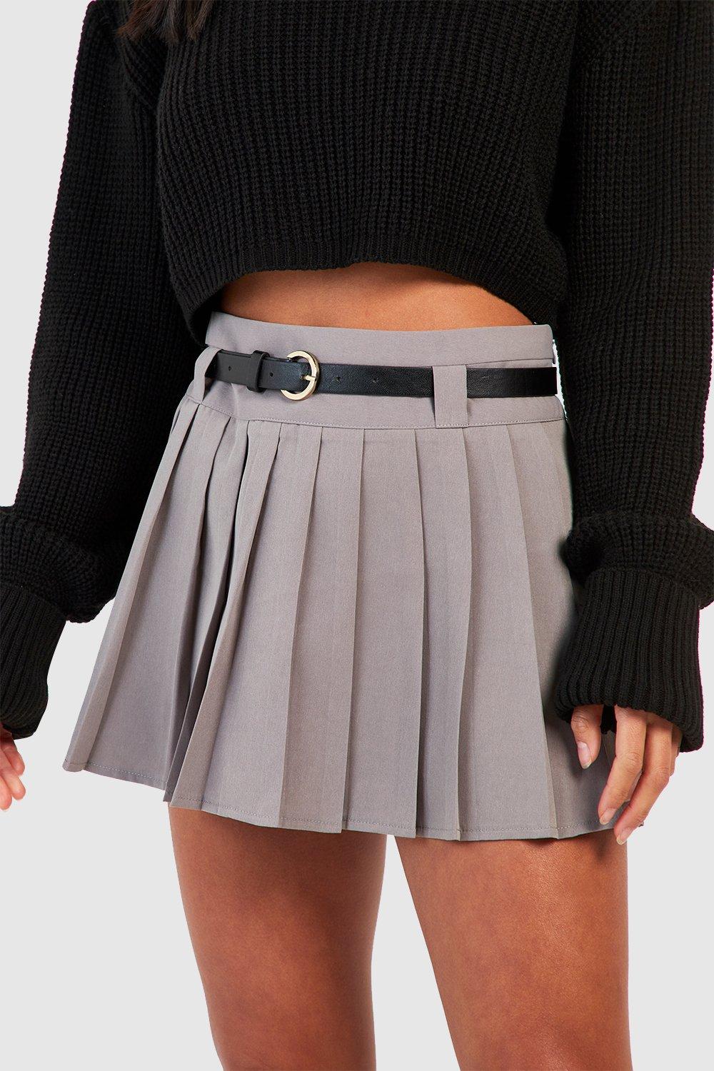 Boohoo grey outlet pleated skirt