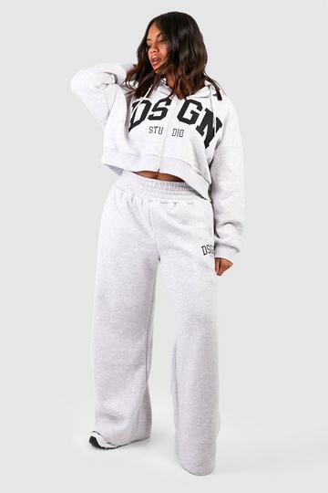 Grey Plus Dsgn Studio Hoodie And Straight Leg Jogger Tracksuit