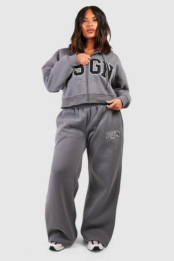 Plus Dsgn Studio Hoodie And Straight Leg Jogger Tracksuit charcoal