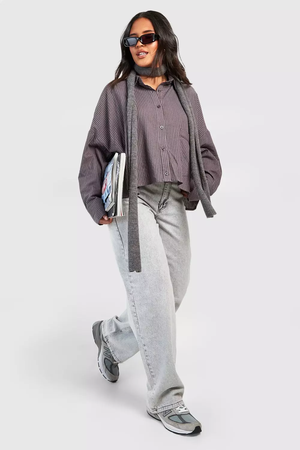 Charcoal Plus Stripe Boxy Crop alternative image
