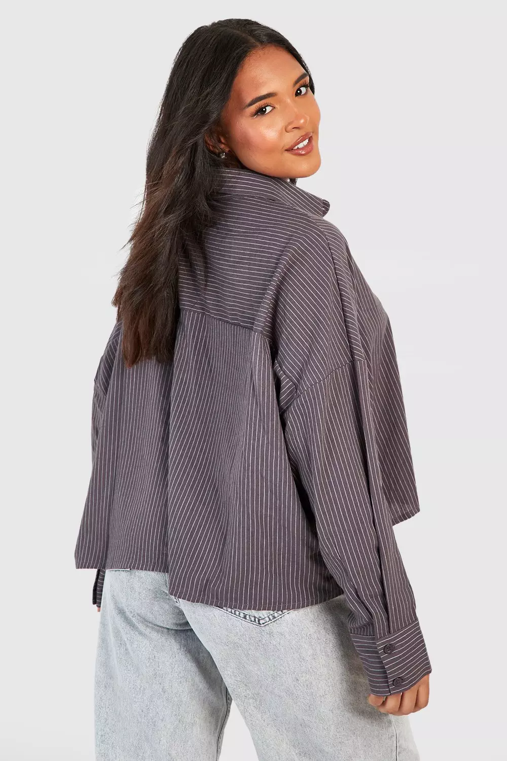 Charcoal Plus Stripe Boxy Crop alternative image