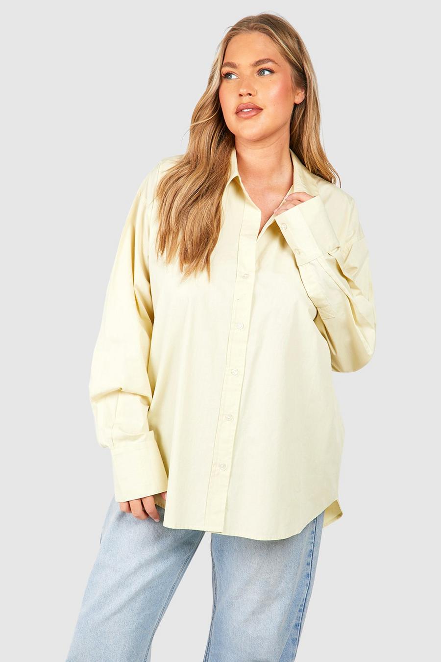 Camicia Plus Size oversize in cotone, Stone