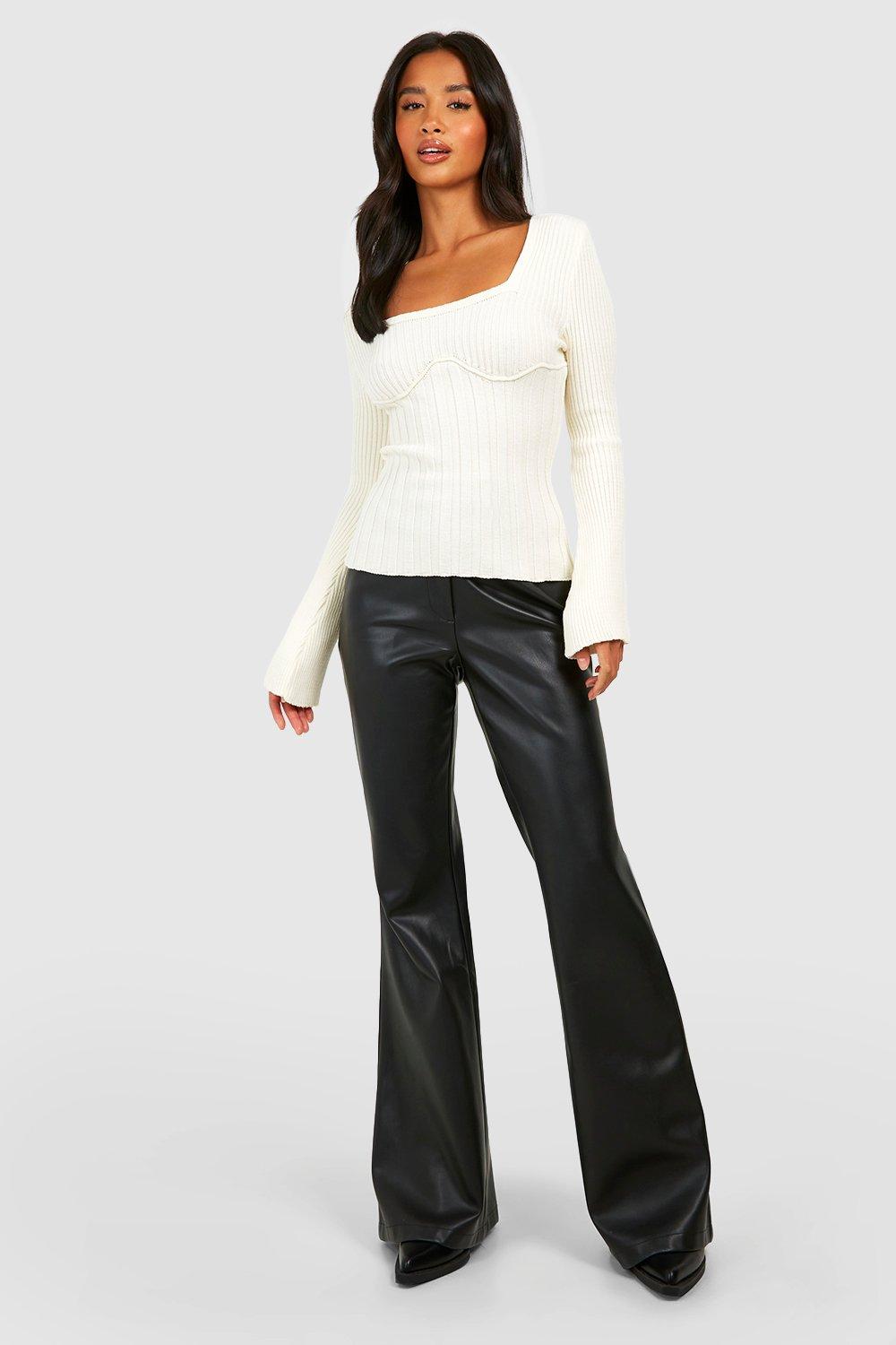 Petite Rib Knit Underbust Seam Detail Top