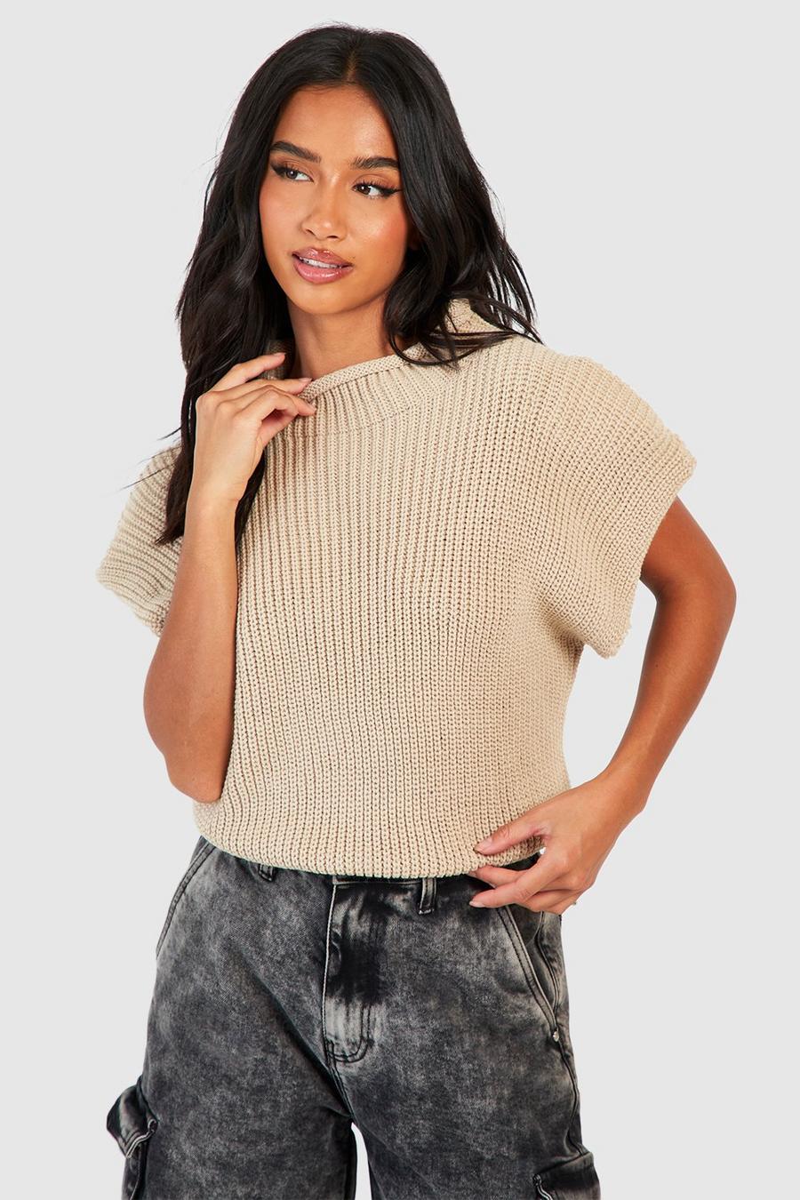 Stone Petite Chunky Knit Tank Top image number 1