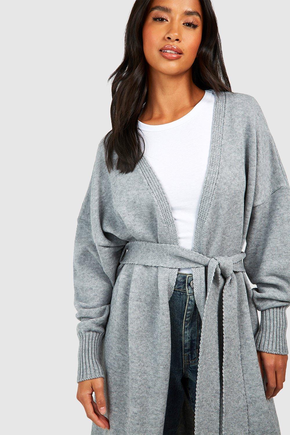 Belted knit outlet cardigan