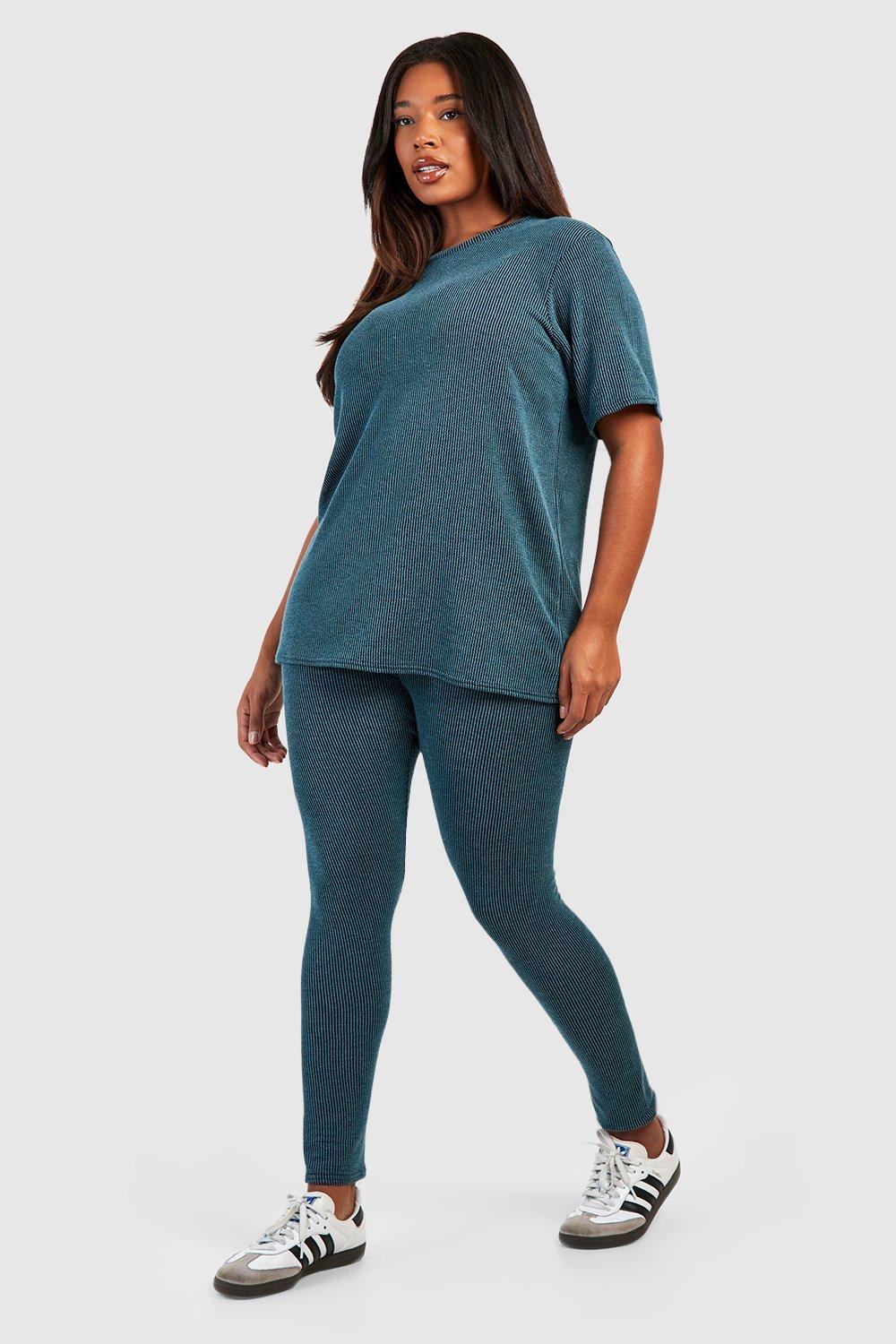 Women's Plus Washed Ribbed Leggings