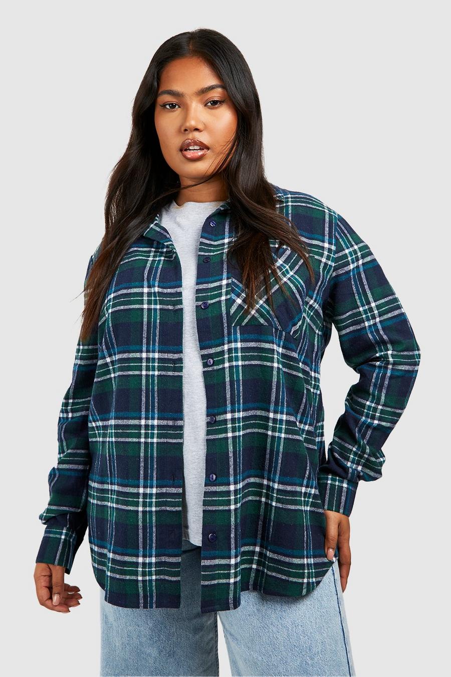Camicia Plus Size oversize a quadri, Green image number 1