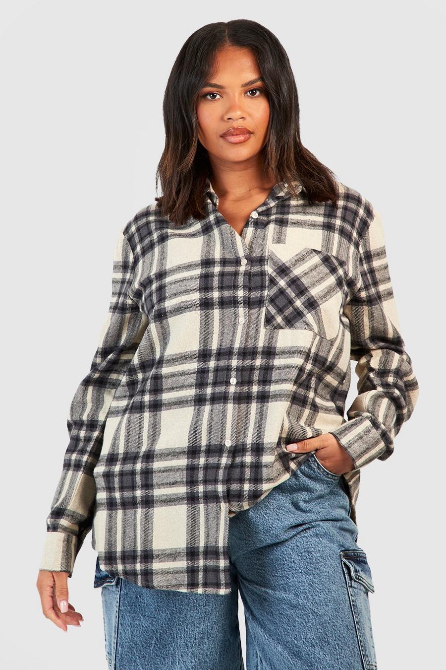 Charcoal Plus Oversized Check Shirt image number 1