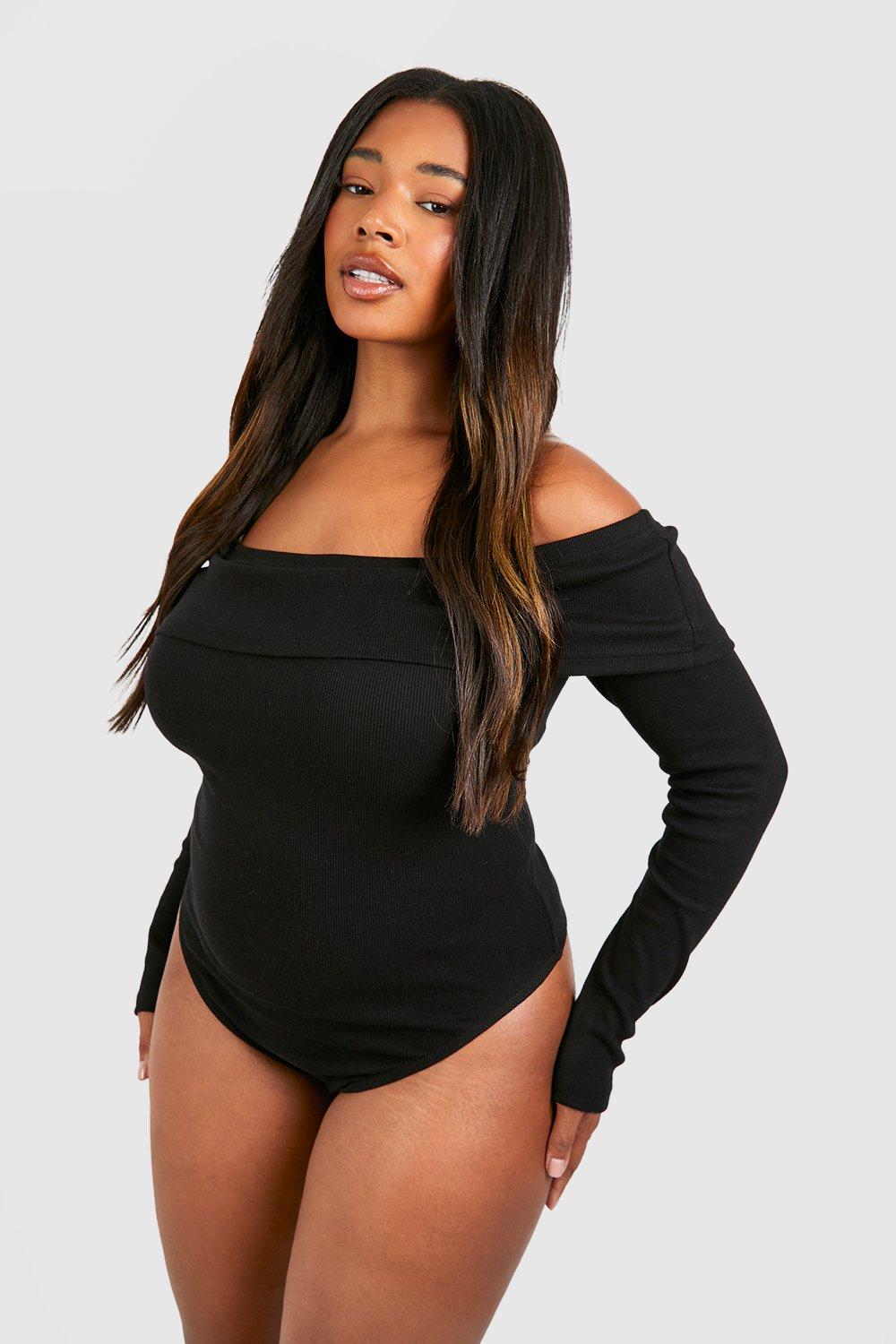 Plus Off Shoulder Long Sleeve Bodysuit