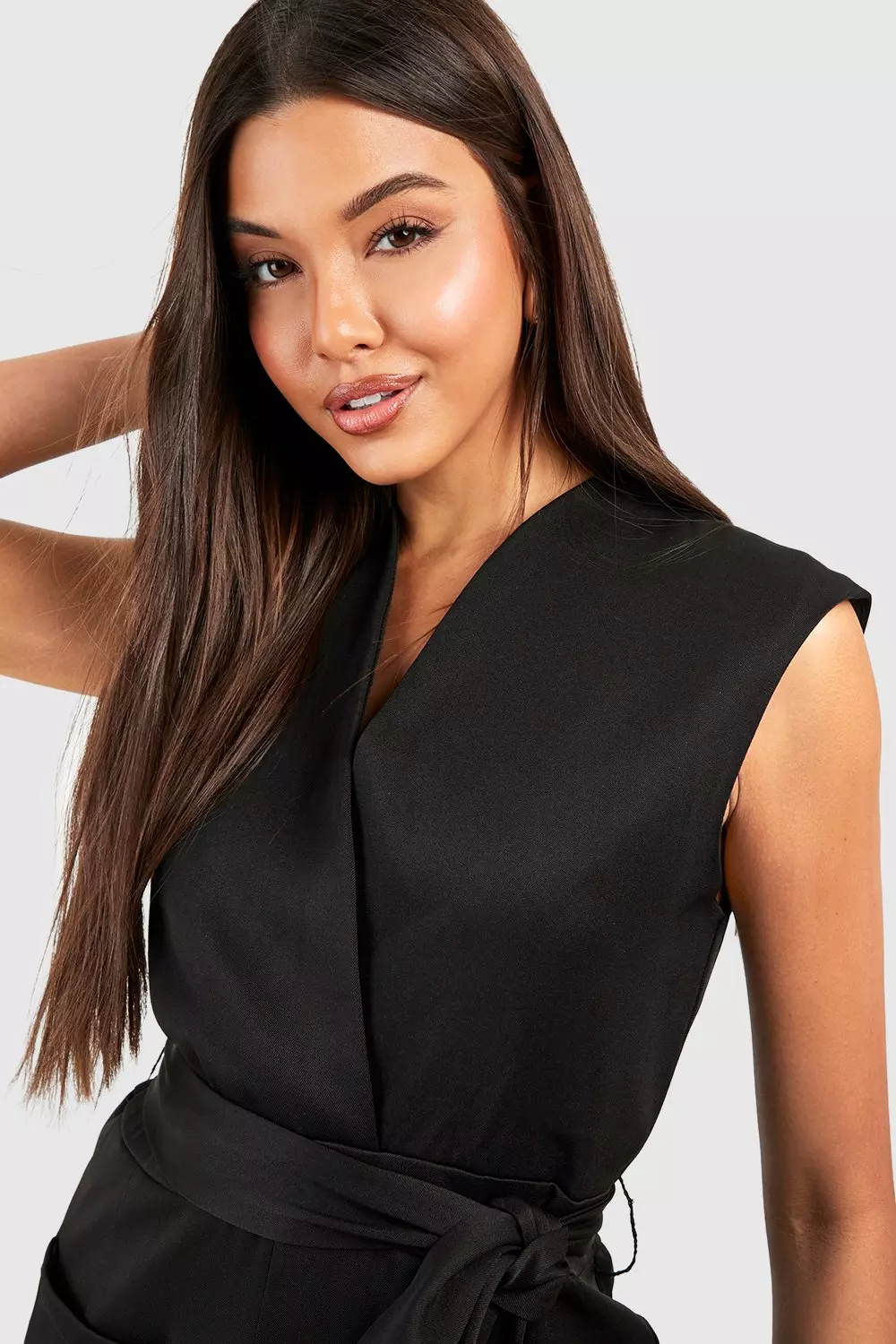 Black Tailored Wrap Playsuit alternative image