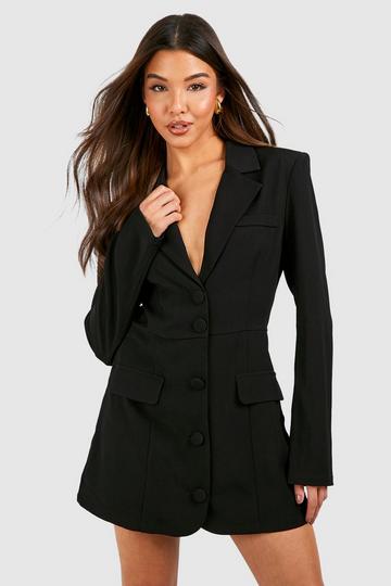 Black Tailored Blazer Skort Romper